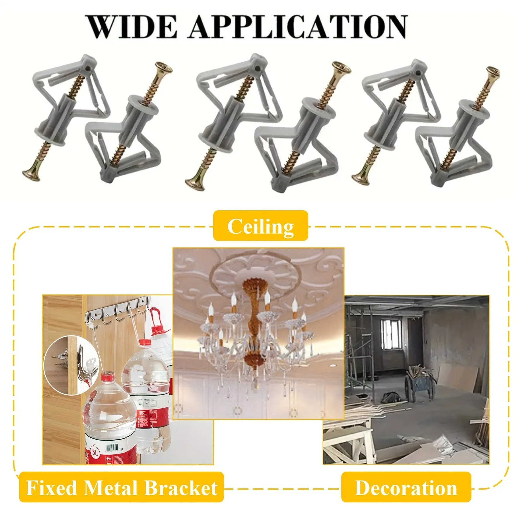 100PCS SelfDrilling Drywall Anchors Kit with Zinc Plated Screws