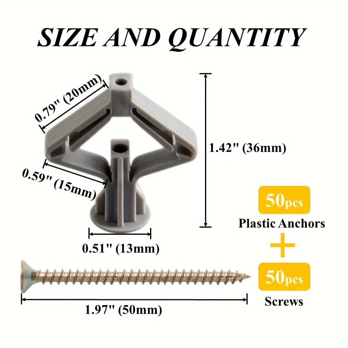 100PCS SelfDrilling Drywall Anchors Kit with Zinc Plated Screws