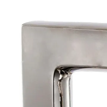 16 Inch Modern Vase, Artisanal Keyhole Design, Metallic Silver Stoneware By Casagear Home