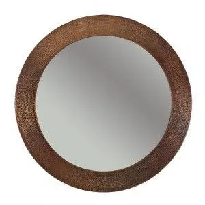 34‚Ä≥ Hand Hammered Round Copper Mirror