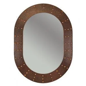 35‚Ä≥ Hand Hammered Oval Copper Mirror with Hand Forged Rivets
