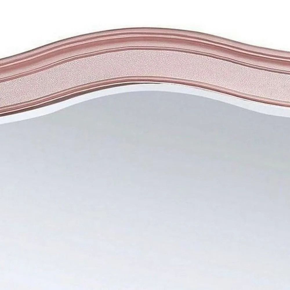 46 Inch Contemporary Style Wooden Frame Mirror, Rose Pink By Casagear Home