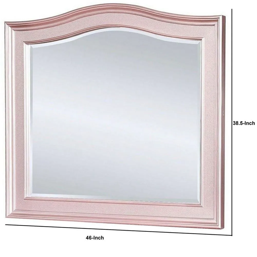 46 Inch Contemporary Style Wooden Frame Mirror, Rose Pink By Casagear Home