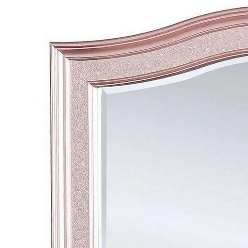 46 Inch Contemporary Style Wooden Frame Mirror, Rose Pink By Casagear Home