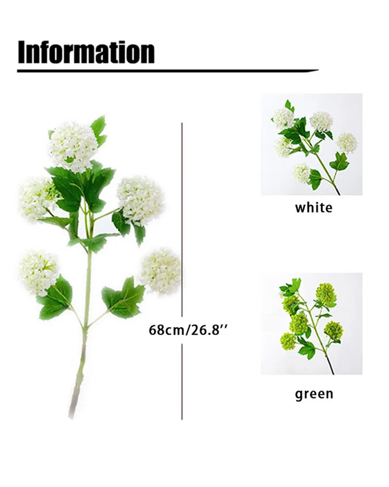 7Pcs Artificial Flower White Green Hydrangea Room Table Decoration