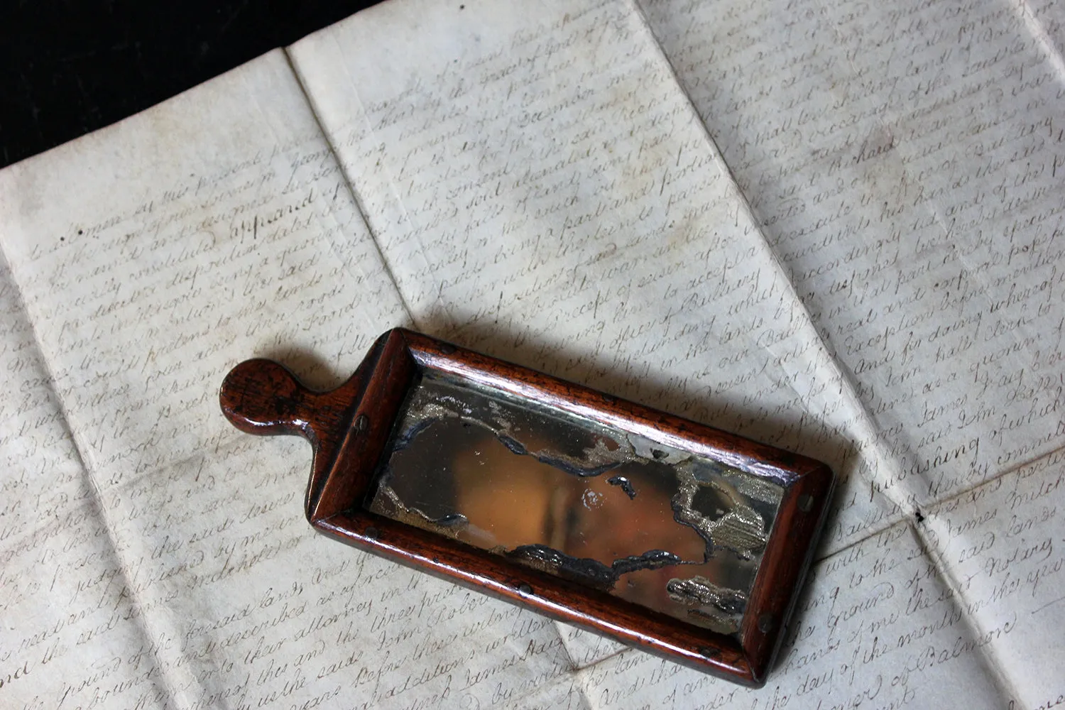 A Diminutive George III Period Hand Mirror c.1800