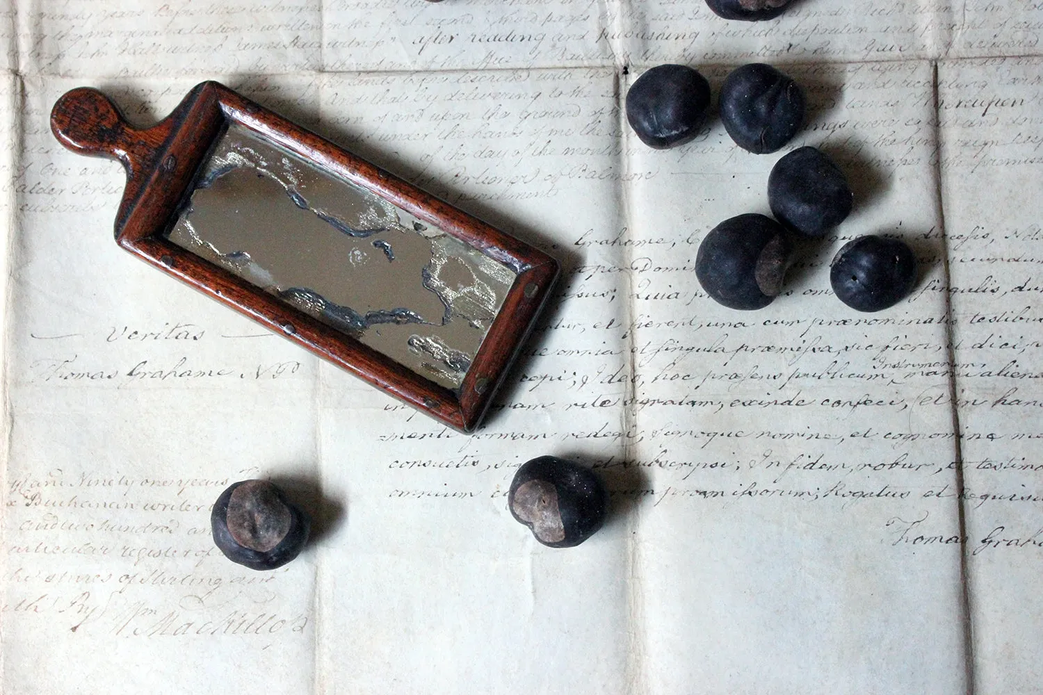 A Diminutive George III Period Hand Mirror c.1800