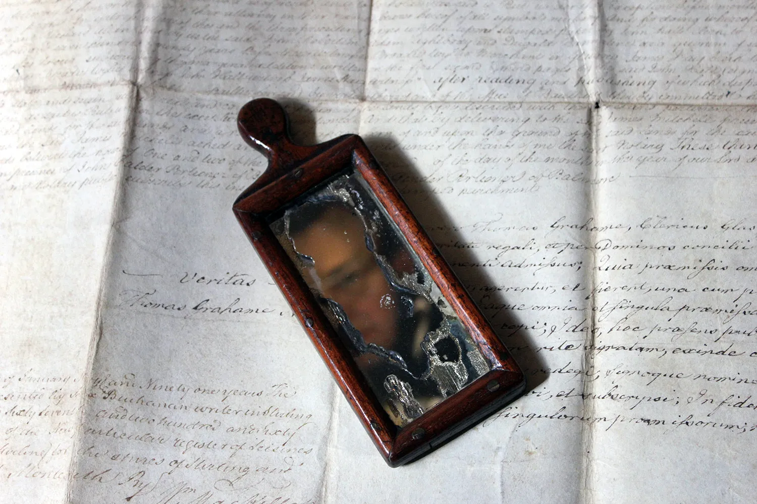 A Diminutive George III Period Hand Mirror c.1800