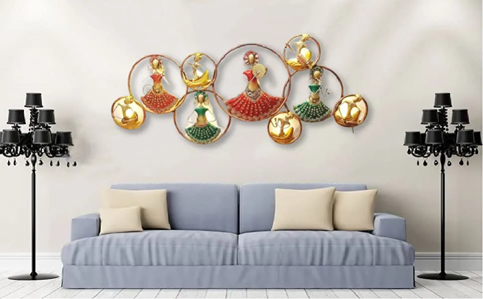 Adore Hand Crafted Metal Doll Musicians Circle Wall Art