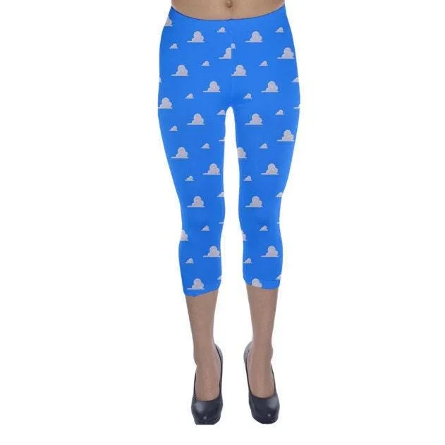 Andy's Cloud Wallpaper Inspired Capri Leggings