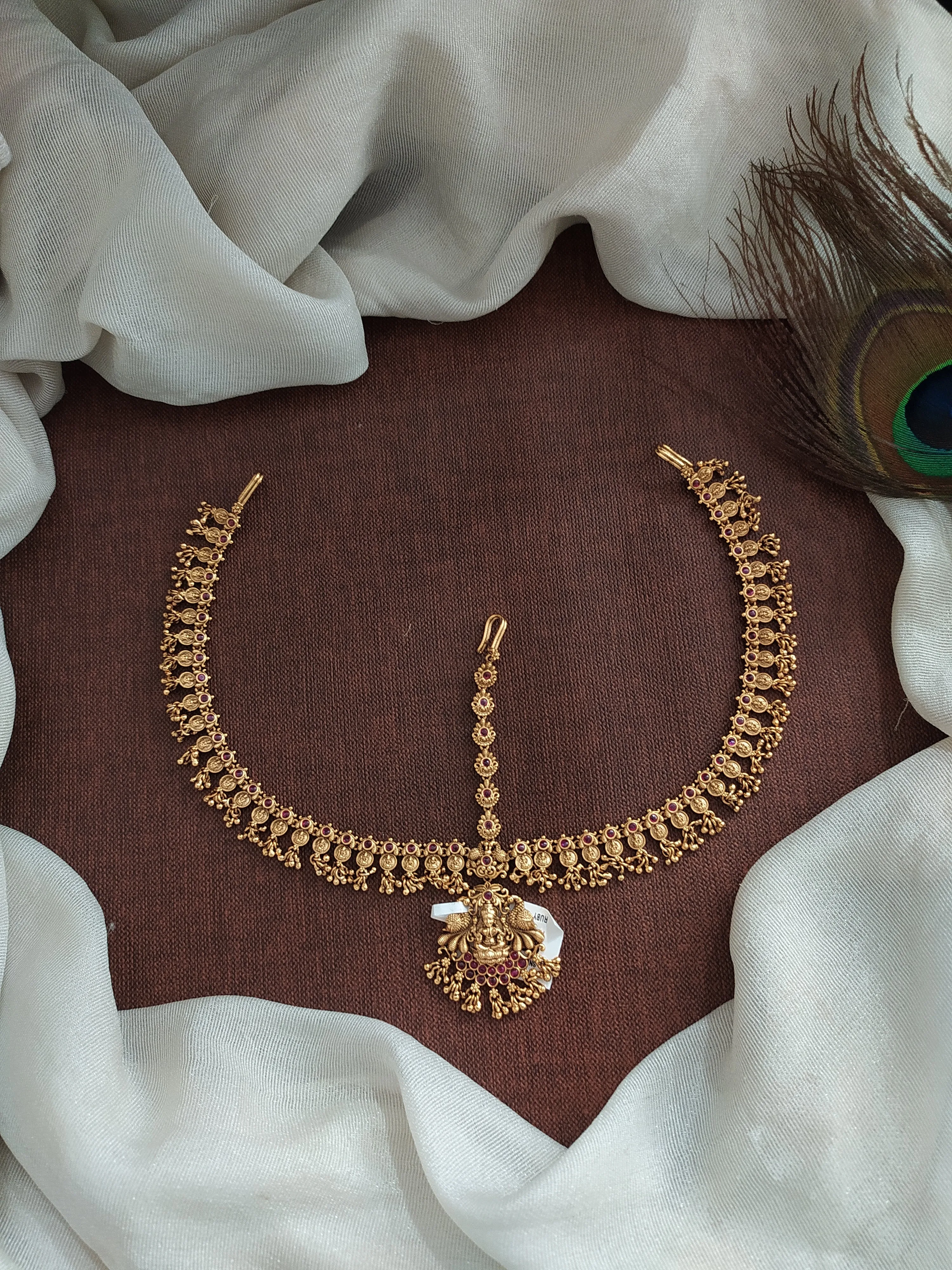 Antique Copper Finish Tikka Set with Lakshmi