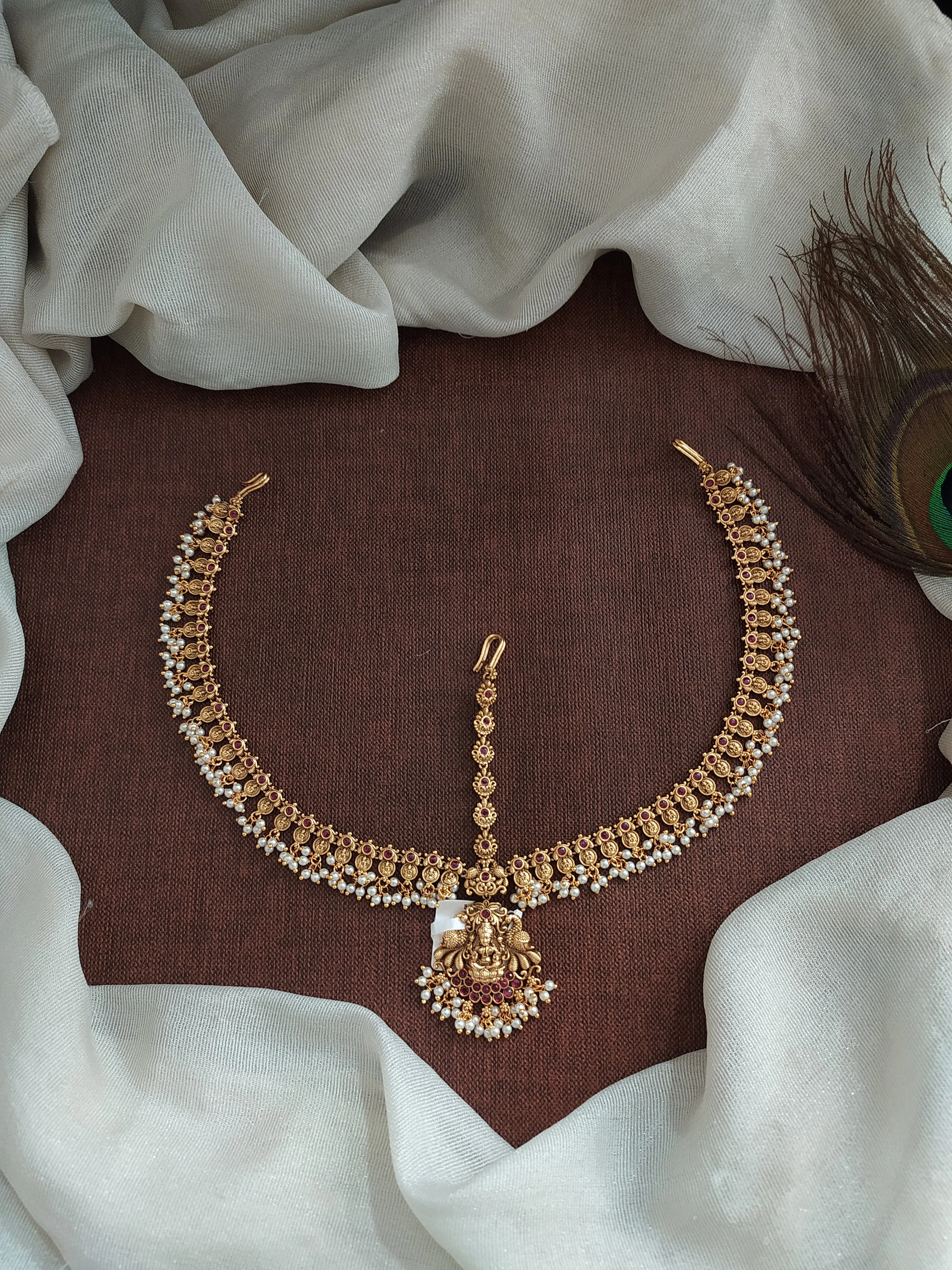 Antique Copper Finish Tikka Set with Lakshmi