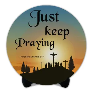 AR Creative Just Keep - Bible Verse Wooden Showpiece for Study Table, Book Shelf, Office Desk, Home Decoration, Bible Quotes MDF Wooden Gift, Bible Verse, Home, Office Decor, (6.5 inch x 6.5 inch)