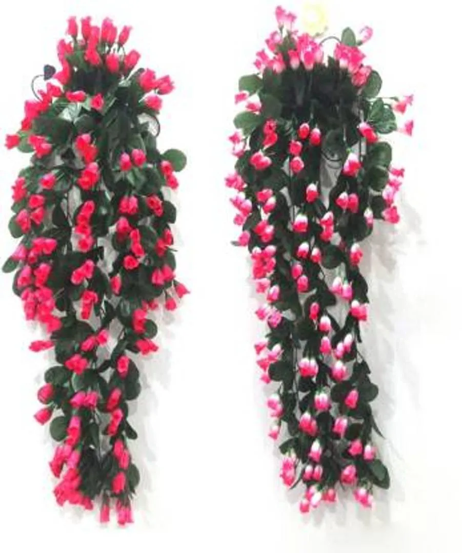 Artificial Mini Rose flower Hanging Creeper,Multipurpose flower (34 inch, Pack of 2) Pink/Light Pink