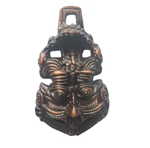 Arvachin Metal Kirtimukha Wall Hanging, Antique Rusty Gold Colour, Small Size - 3 inches x 2.5 inches, for Evil Protection