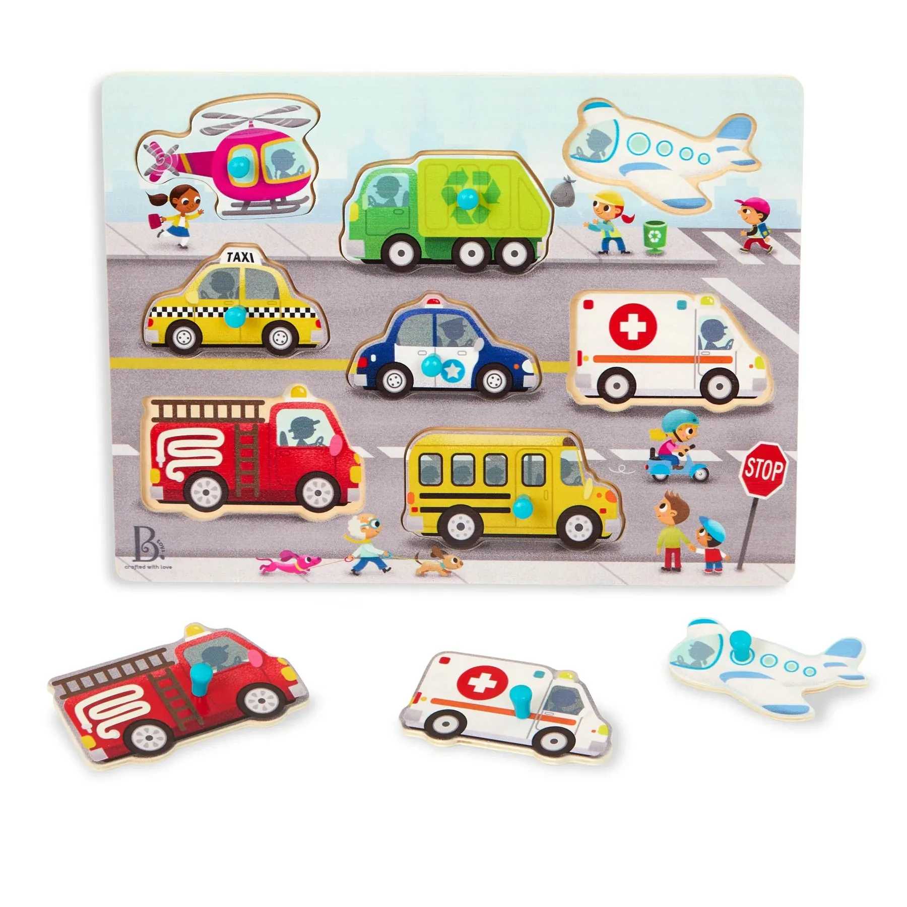 B. toys - Peg Puzzles - Peek & Explore Vehicles