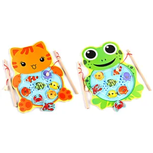 Baby Toys Kids Magnetic Fishing Game Board Cartoon Frog Cat Wooden Jigsaw Puzzle Educational Toys for Children
