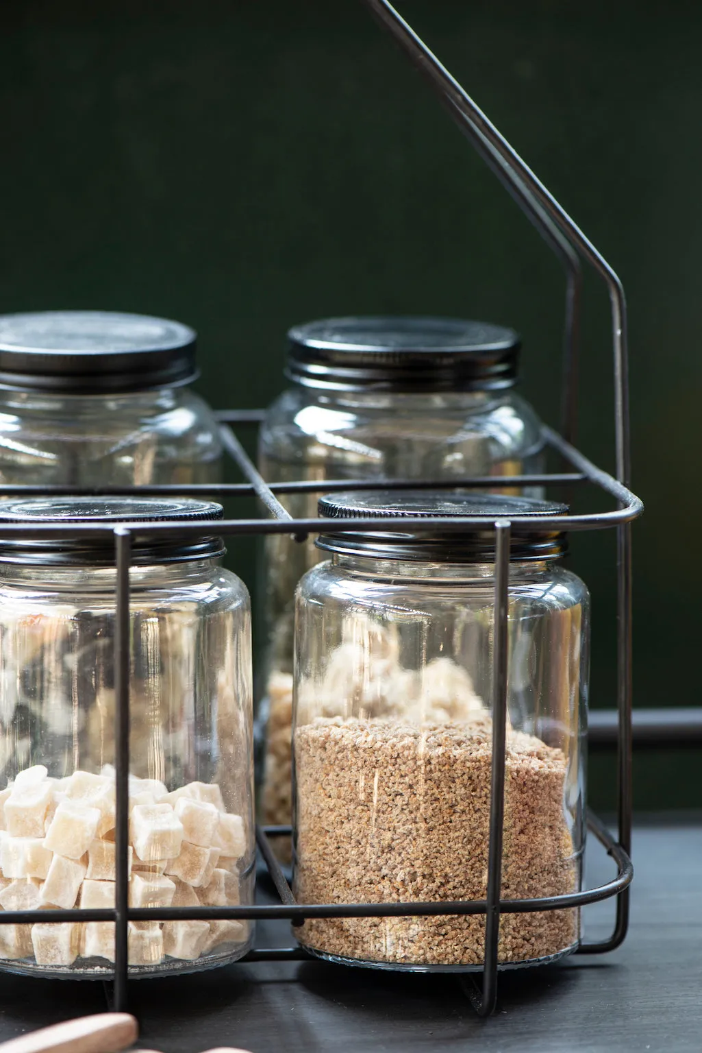 Black Lid Glass Storage Jar