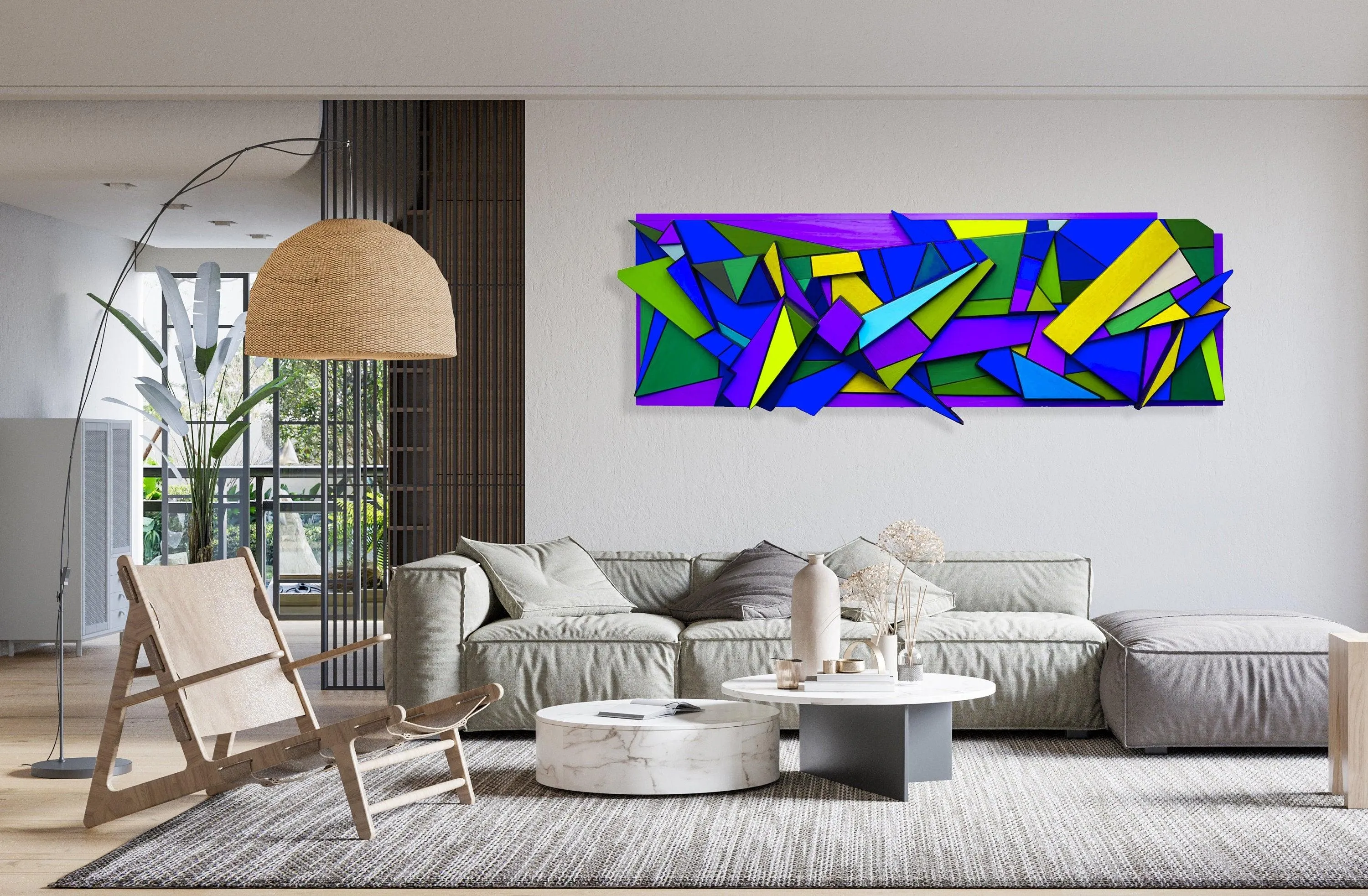Blue Pop Art Sculpture #5 Prints on Plexiglass Geometric Art Art by UniQstiQ Abstract Wall Art 3D Wall Decor Retro Style Wall Art Wall Hangings Printed