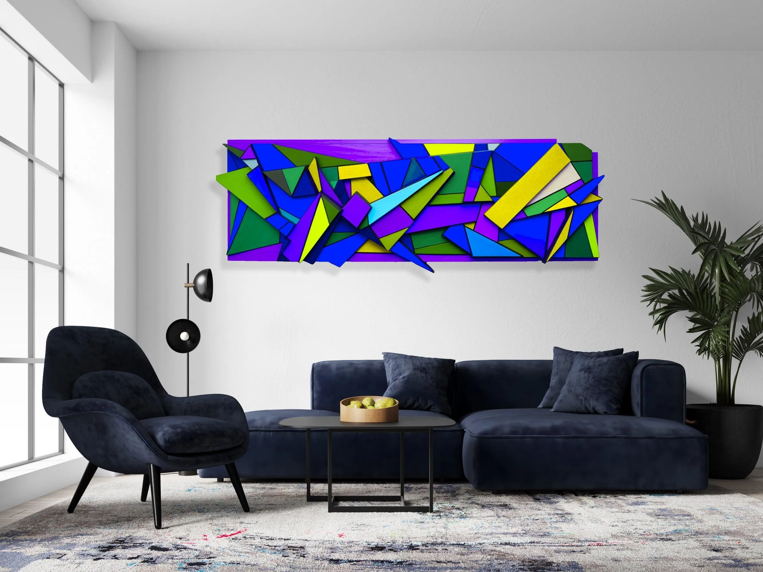 Blue Pop Art Sculpture #5 Prints on Plexiglass Geometric Art Art by UniQstiQ Abstract Wall Art 3D Wall Decor Retro Style Wall Art Wall Hangings Printed