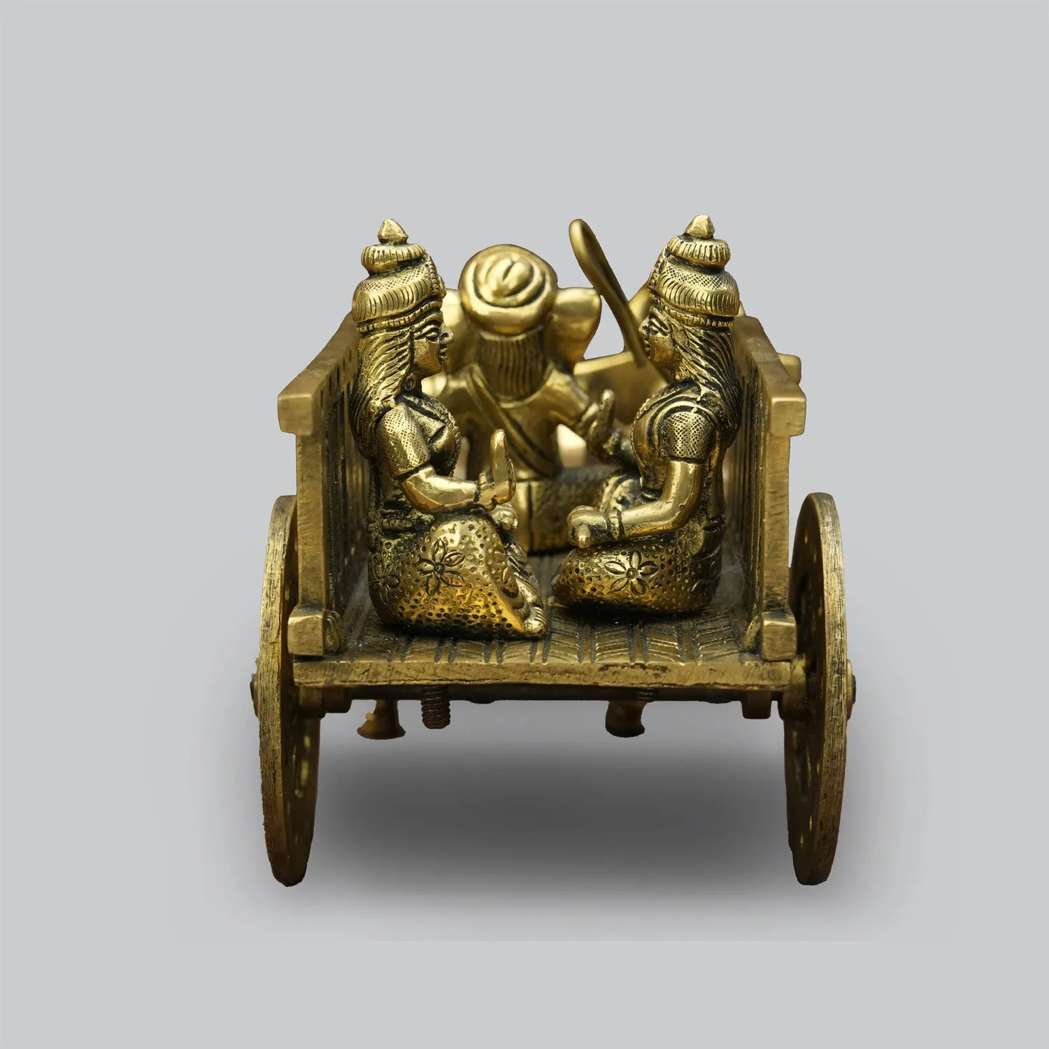 Brass Ganesha Riding Bullock Cart 6 x 11 in