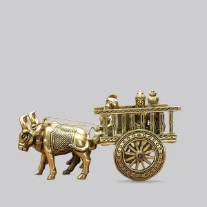 Brass Ganesha Riding Bullock Cart 6 x 11 in