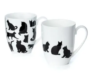 CAT SILHOUETTE MUGS (SET OF 2)