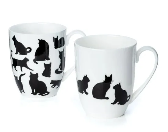 CAT SILHOUETTE MUGS (SET OF 2)