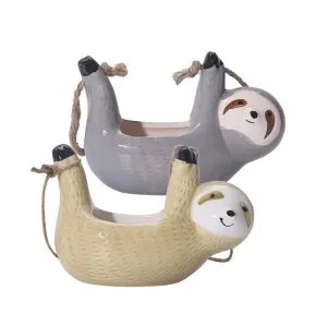Ceramic Sloth Lazy Figurines Hanging Plant