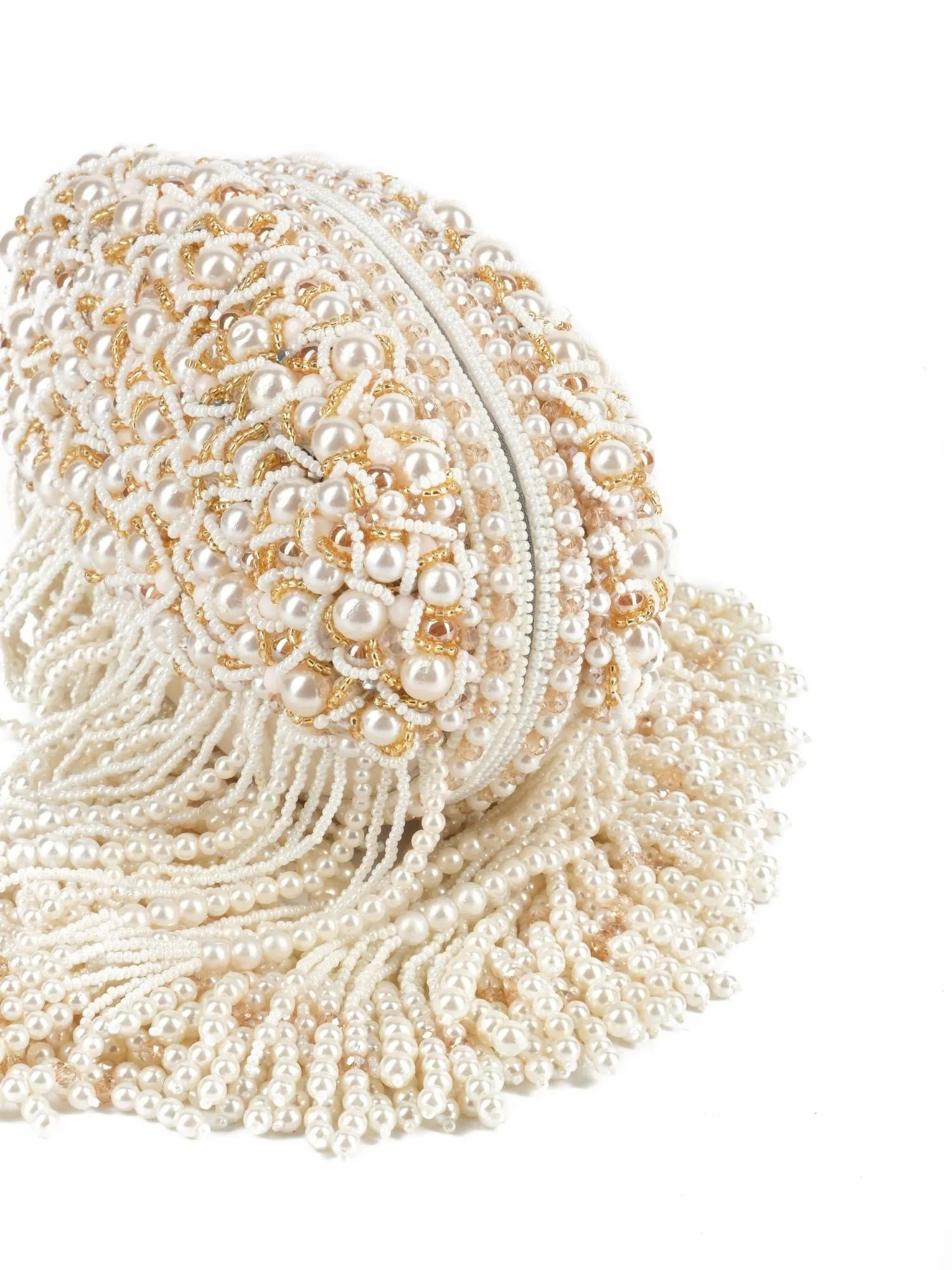 Chloe Ivory Suede Clutch With Pearl Hanging
