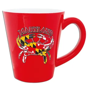 CMMD07 Coffee Mug Red Tapered Maryland Crab Flag