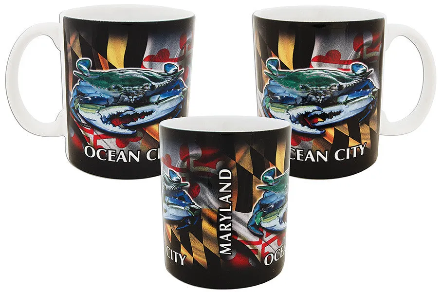 CMOC08 Coffee Mug Crab Flag Wrap Ocean City