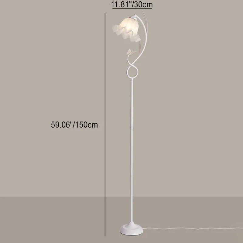Contemporary Creative Wrought Iron Acrylic Flower 1-Light Standing Floor Lamp For Bedroom