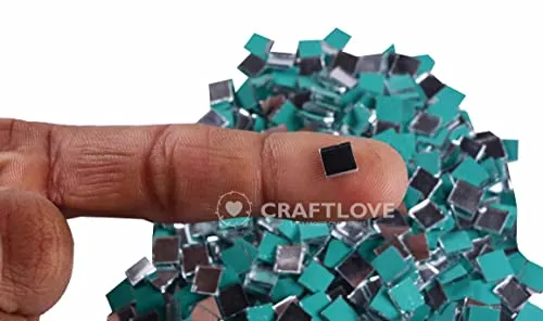 CRAFT LOVE Square Mirrors for Mirror Art, Jewellery Making, Lippan Art & DIY Craft Work - Pack of 200 gm (2000 Piece)