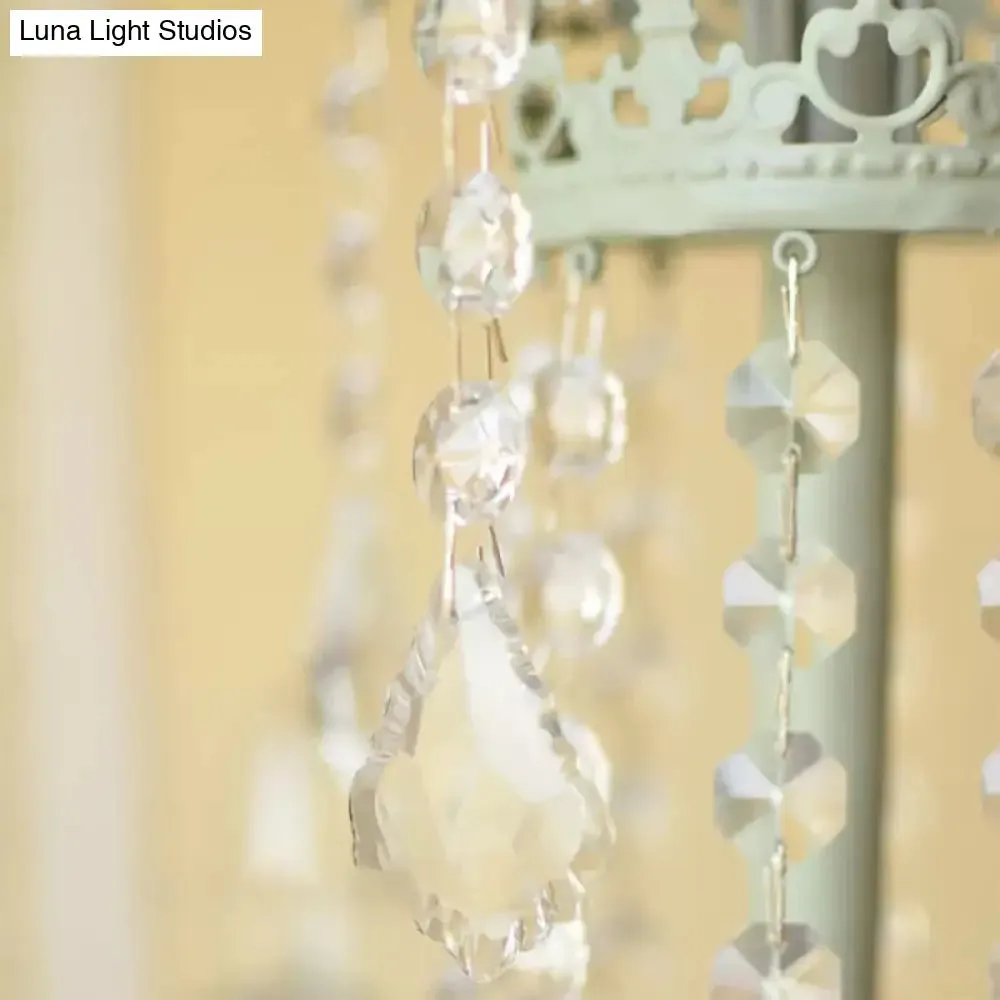 Crystal Bead Metal Table Light - Traditional Style Desk Lamp for Living Room