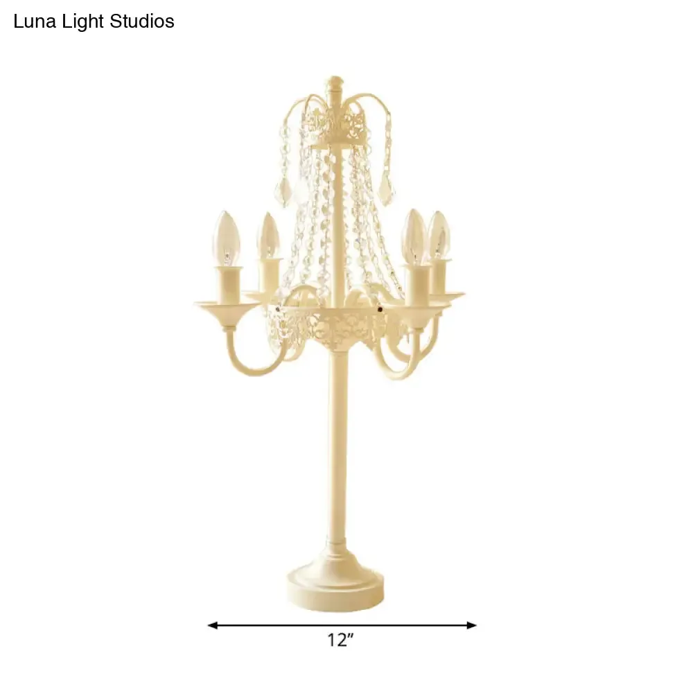 Crystal Bead Metal Table Light - Traditional Style Desk Lamp for Living Room