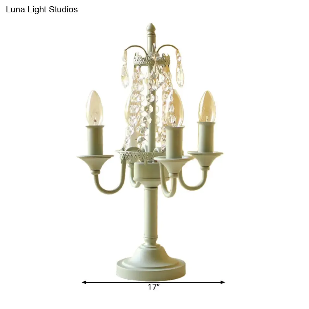 Crystal Bead Metal Table Light - Traditional Style Desk Lamp for Living Room