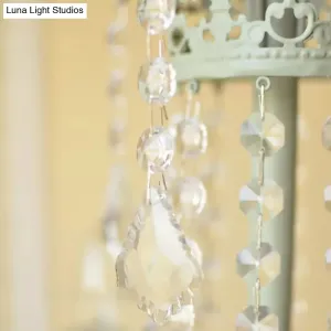 Crystal Bead Metal Table Light - Traditional Style Desk Lamp for Living Room
