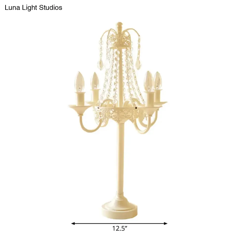 Crystal Bead Metal Table Light - Traditional Style Desk Lamp for Living Room