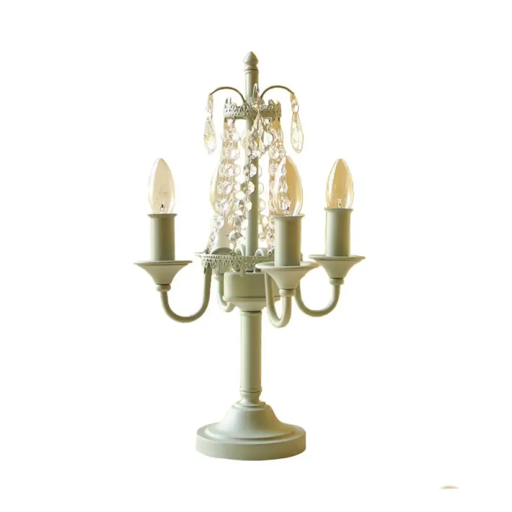 Crystal Bead Metal Table Light - Traditional Style Desk Lamp for Living Room