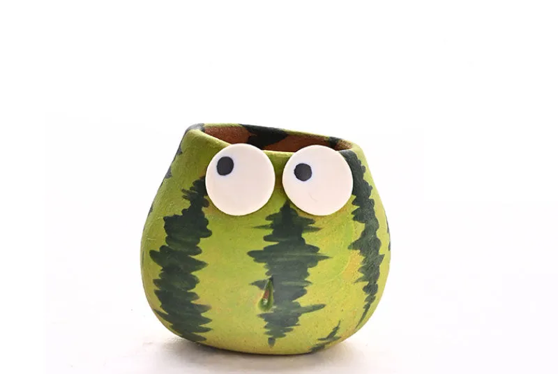 Cute Watermelon Plant Pots set | Mini Succulent Flower Pot with drainage hole