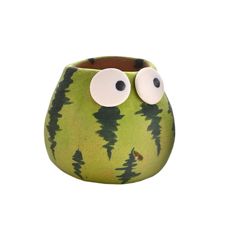 Cute Watermelon Plant Pots set | Mini Succulent Flower Pot with drainage hole