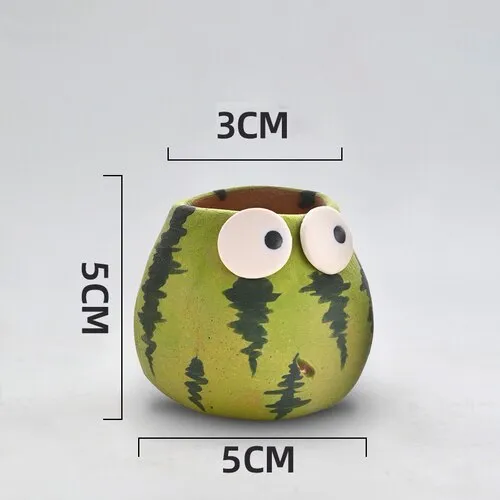 Cute Watermelon Plant Pots set | Mini Succulent Flower Pot with drainage hole