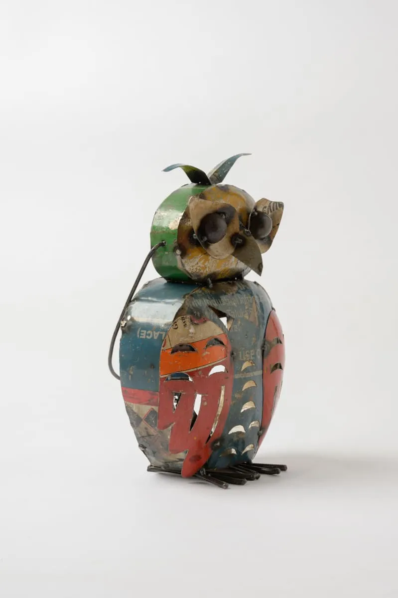 De kulture handcrafted recycled iron owl candle holder decorative collectible figurine showpiece beautify home office holiday décor| ideal for garden balcony terrace decoration, 7x5.5x11.5 (LWH) inches