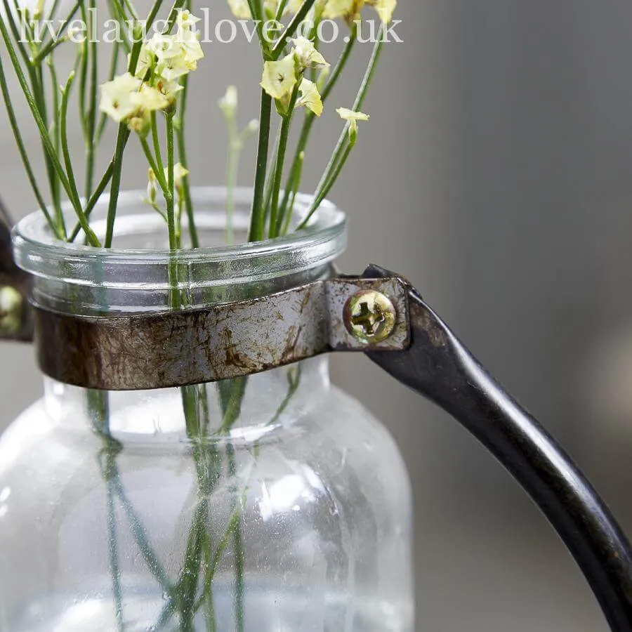Duo Of Bottle Vases In Metal Holder