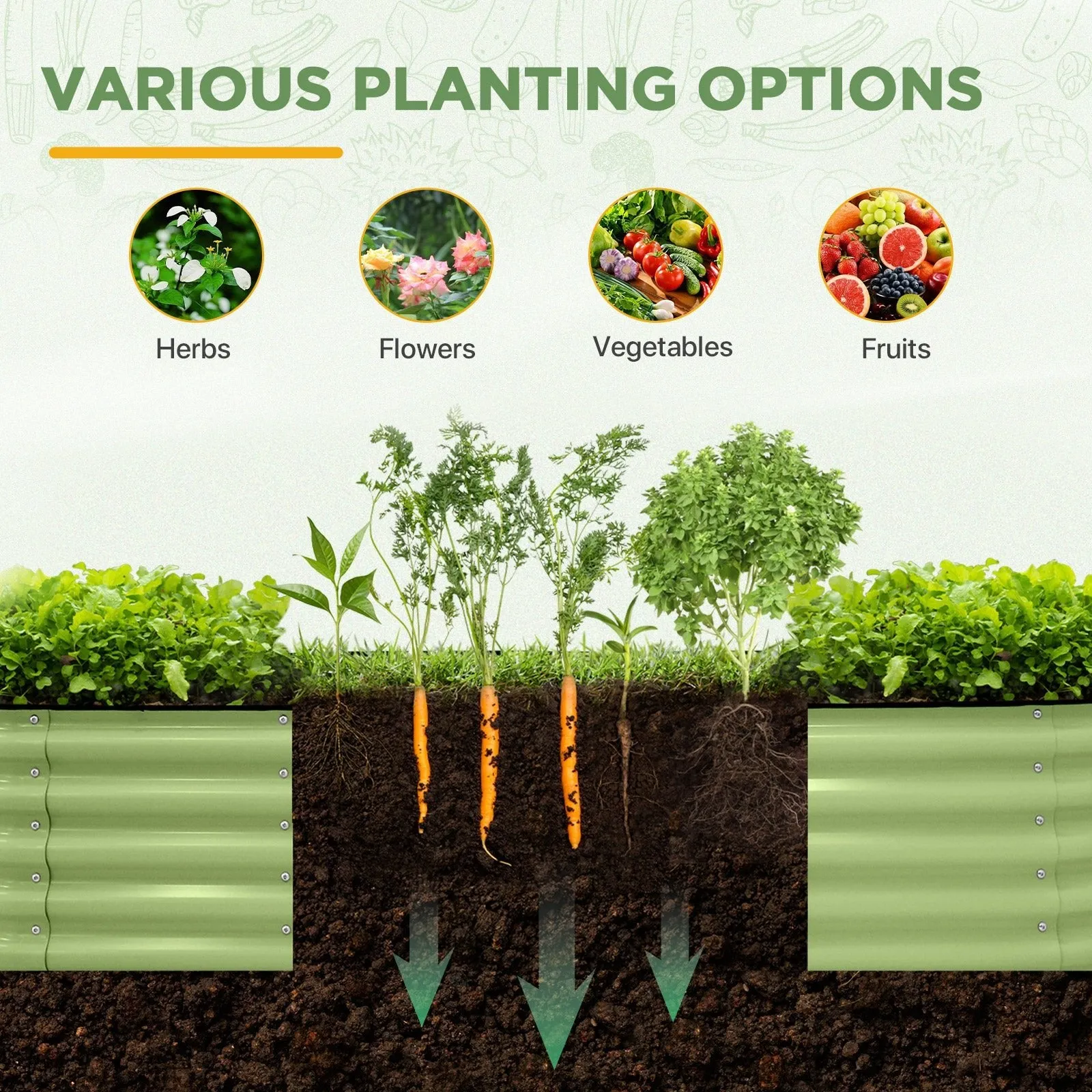 EAGLE PEAK 2-Tier Raised Garden Bed Planters, Coated Metal Raised Bed