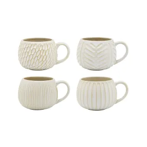 Ecology Fossil Mugs Chalk 330ml (Set of 4)