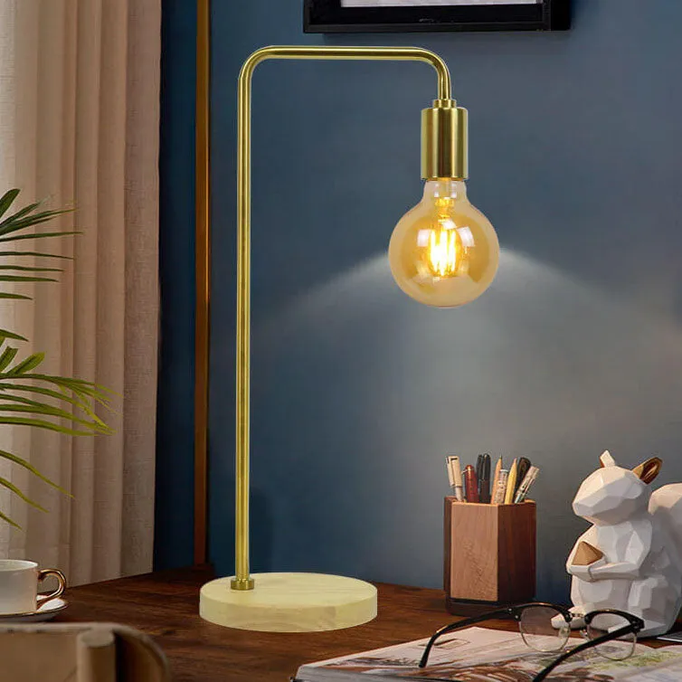 European Retro Clock Electroplated Iron Wooden Base 1-Light Table Lamp