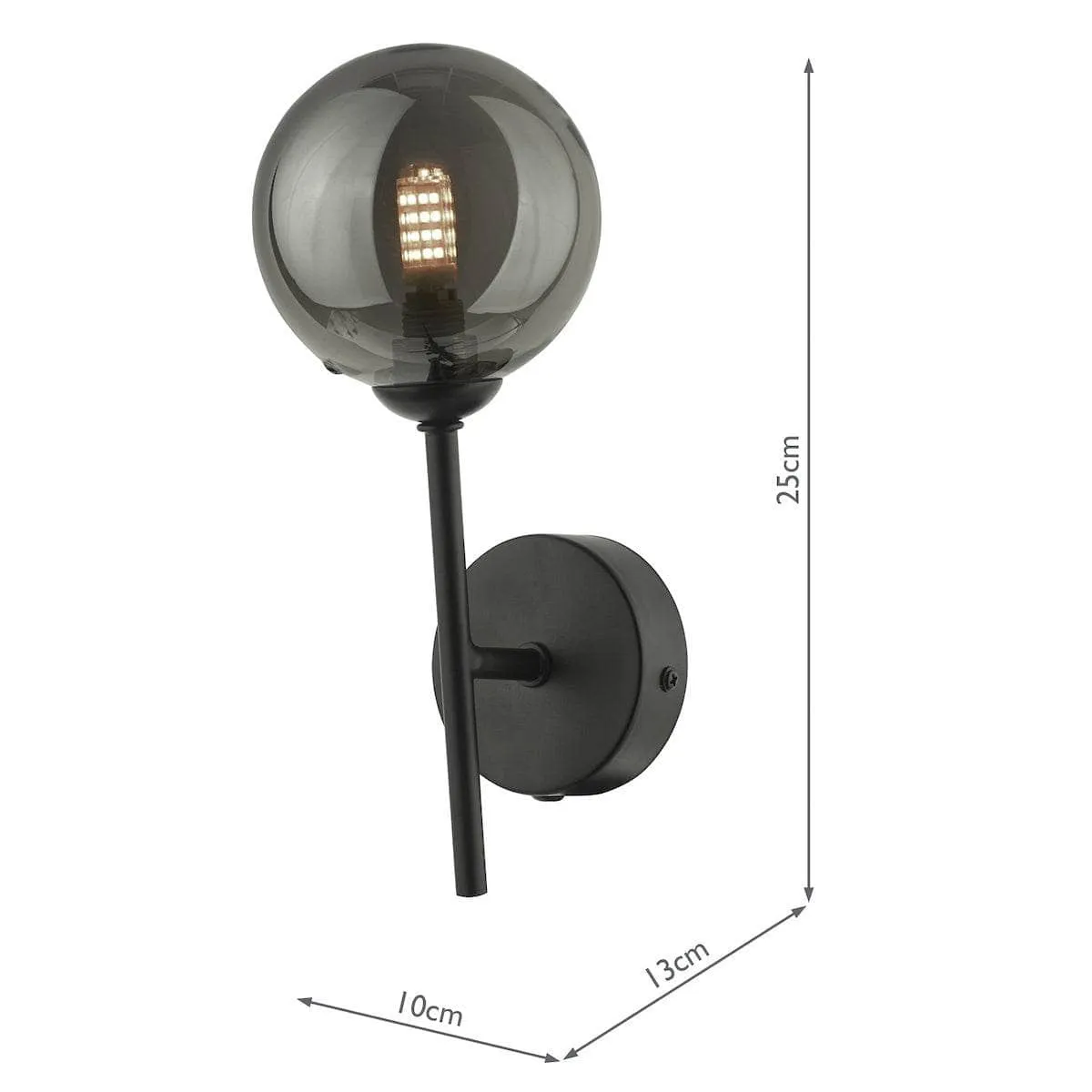 Ferrol Smoked Glass Wall Light