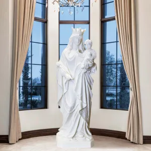 FINEST Outdoor Sculpture White Marble Virgin Mary and Child Jesus statues FM-012